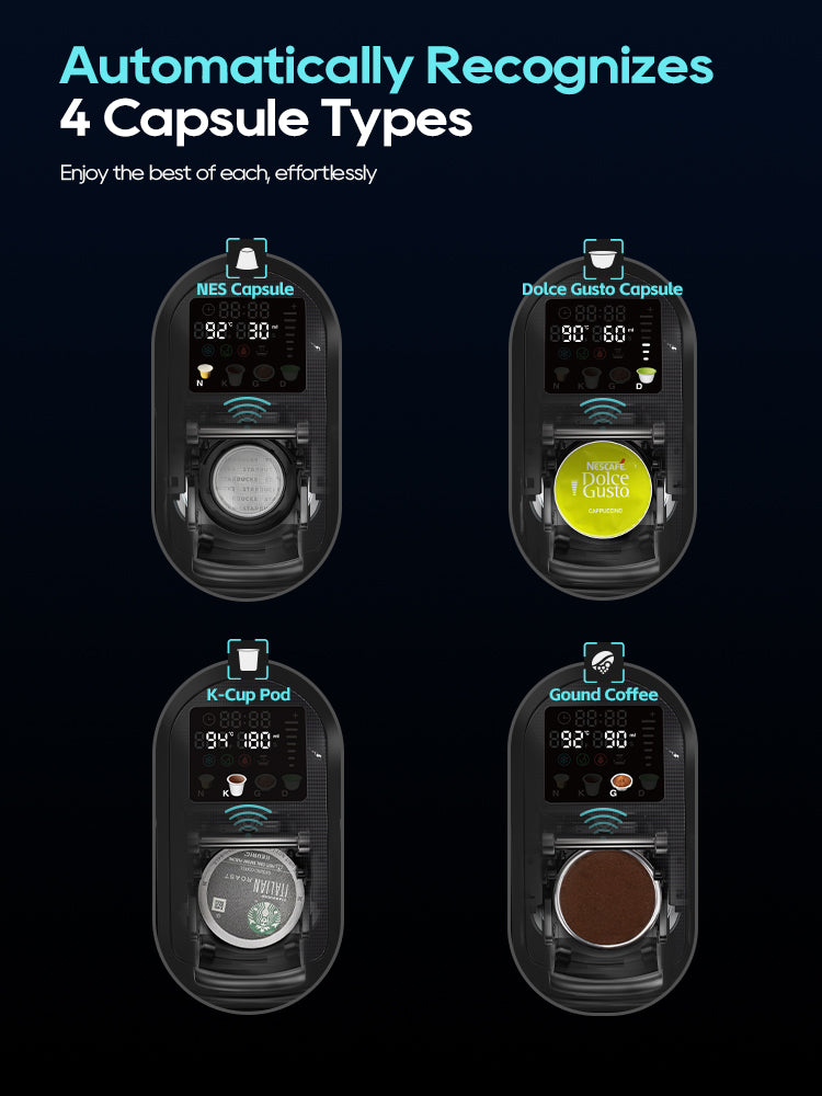 HiBREW Automatic Recognition of 4 Capsule Types ,Adjustable Temperature, Pre-brew Time H6