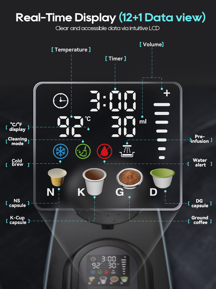 HiBREW Automatic Recognition of 4 Capsule Types ,Adjustable Temperature, Pre-brew Time H6